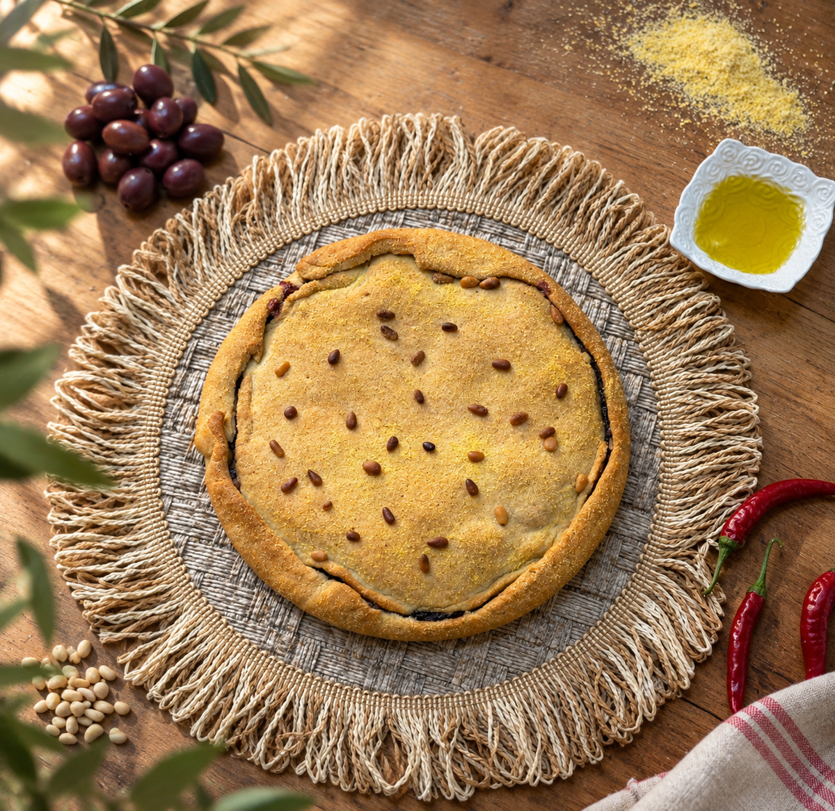 TORTA SALATA SCAROLA E OLIVE DI GAETA DOP